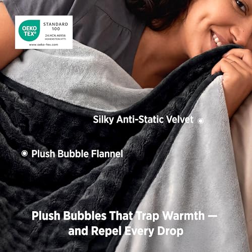 Bedsure Soft Bubble Waterproof Blanket for Couch Black/Grey 50"x60" | Dog Puppy Blanket, Couch Sofa Cover Bed Protector, Liquid-Resistant Leakproof, Outdoor, Camping, Travel, Couples Gifts - image 5