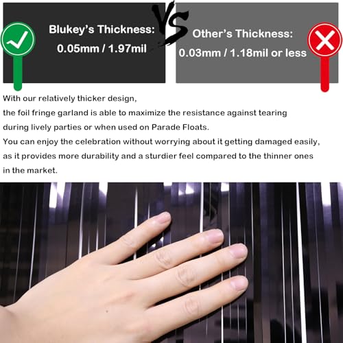 Image of Foil Fringe Garland - Pack of 3- Metallic Parade Floats Skirting Tinsel Streamers Banner for Birthday Wedding Dec 4th of July Homecoming Float (Black)