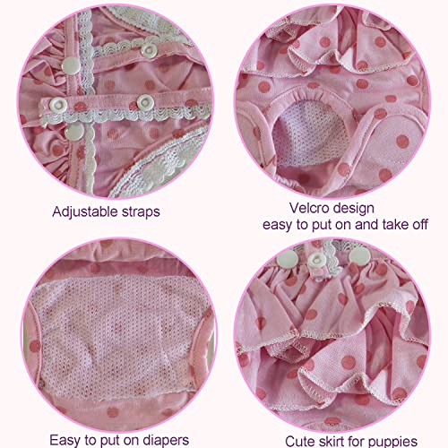 2 Pieces Washable Female Diapers With Suspender Comfort Reusable Doggy Diapers Reusable Puppy Sanitary Panties Dog Underwear Diaper For Small Girl Dogs In Period Heat (Pink&Purple, S) #TOP3