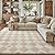 PureCozy Checkered Rug 8x10 Fluffy Shag Living Room Beige Area Rug Modern Washable Carpet Soft Shaggy Non Slip Indoor Plush Fuzzy Rugs for Bedroom Dorm Office Home Aesthetic Decor