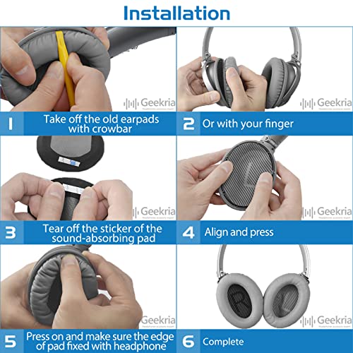Geekria Comfort Velour Almohadillas para Auriculares Compatibles con Bose QuietComfort QC45/35 II/35/25/15/SE, QC35 II Gaming, AE2/AE2i/AE2w, SoundTrue, SoundLink AE2 miniatura 5