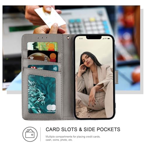 Ateeky Wallet Case for iPhone 11,[RFID Blocking] 3 Card Holder Stand with Credit Card Slot PU Leather Magnetic Protective Flip Cover for iPhone 11 (Grey) by Ateeky - Image 2