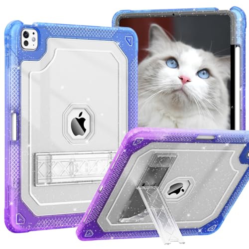 ZoneFoker Case for iPad Pro 13 Inch Case M5/M4(2025/2024) with Pencil Holder, Slim Hard Translucent Protective Cover for M5/M4 iPad Pro 13" with Kickstand, Purple Blue by ZoneFoker - Used condition - US$21.41