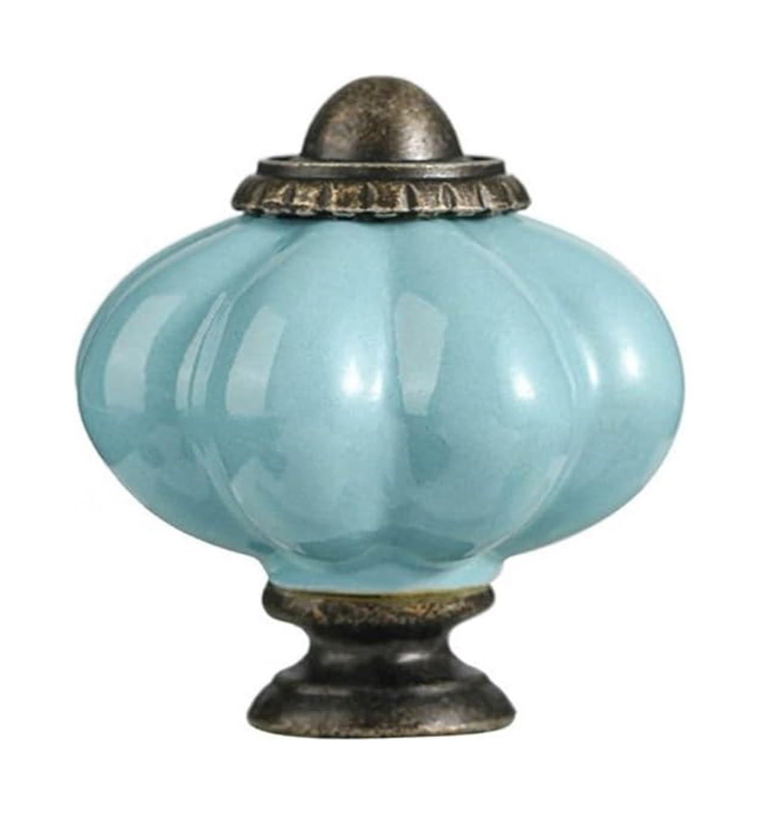 Opeximatun Style16 Drawer Knobs, Retro Single Hole Ceramic Pumpkin Handle Round Vintage Cabinet Knob European Style(Style16)