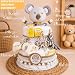 Windeltorte Boho Vintage Stil | Geschenk zur Geburt | Made in Germany | mit Baby-Schmusetuch, hochwertigen Pflegeprodukten, Babytee, Söckchen, Tuch & schönem Zubehör | Baby Geschenk