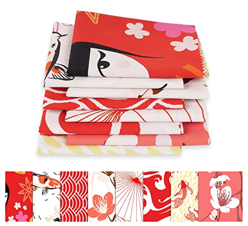 Tissu poisson koi rouge pour patchwork et loisirs créatifs couture asiatique