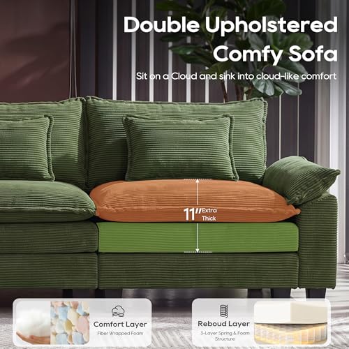 Image of URRED Oversized Modular Sectional Sofa,Solid Green:157 inch U Shaped