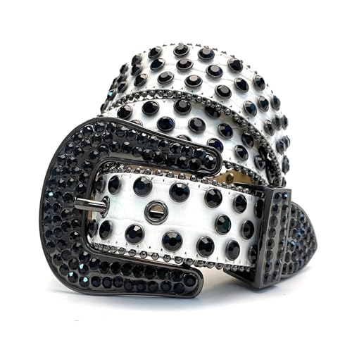 Mnjyihy Men's Women's Jeans Rhinestone Belt Western Denim Shiny Rivet Design Leather Belt3