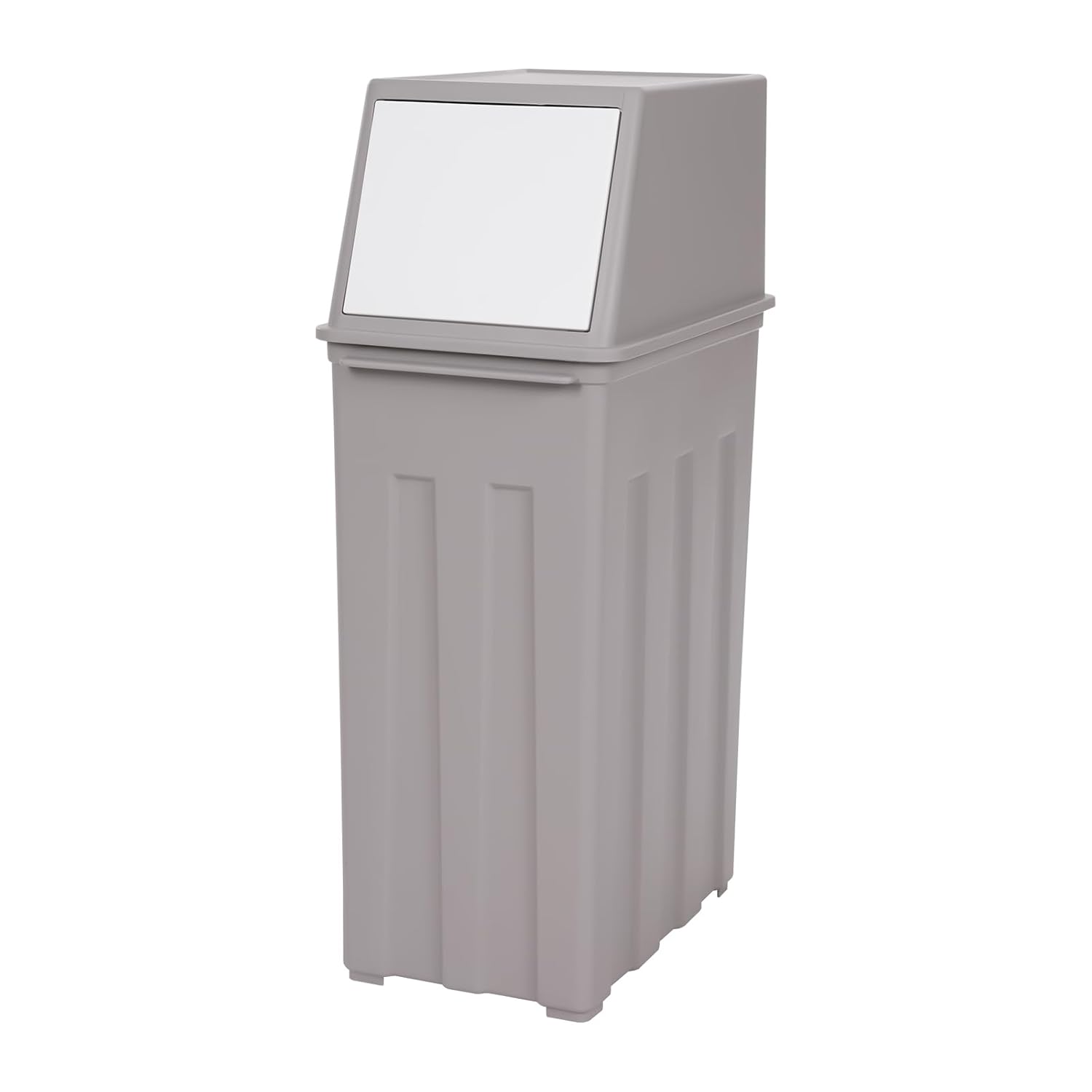 Bathroom Trash Can with Lid, 30 Liter/ 8 Gallon Slim Garbage Can, Trash Bin Waste Basket with Pop-Up Lid for Kitchen, Bedroom, Living Room, Office (Grey)