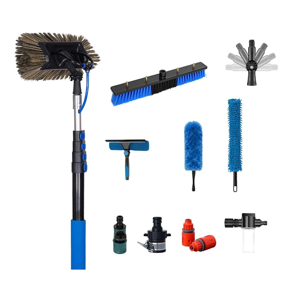 Carbon Fiber Telescopic Pole Set 12ft-40ft Integrated Hose Design Includes Window Squeegee Spider Web Duster and Universal Joint for High Elevation Maintenance(12.2m)