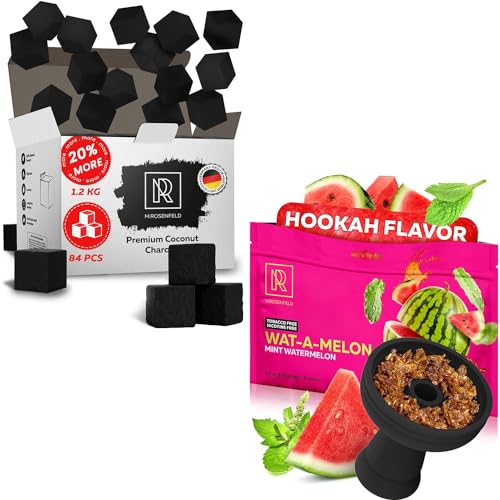 M. ROSENFELD Hookah Flavor Watermelon Mint Herbal - Hookah Shisha Tobacco Free Molasses - 2.8 ounce - 80 Gram - 84 pcs Premium Hookah Charcoal Hookah Coals for Hookah