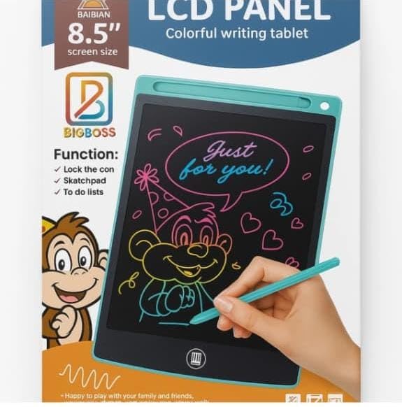 8.5 Inch LCD Writing Tablet for Kids, Colorful Digital Drawing Pad with Stylus, Reusable E-Writer for Notes, Sketching & Learning Pack of 1-image-33