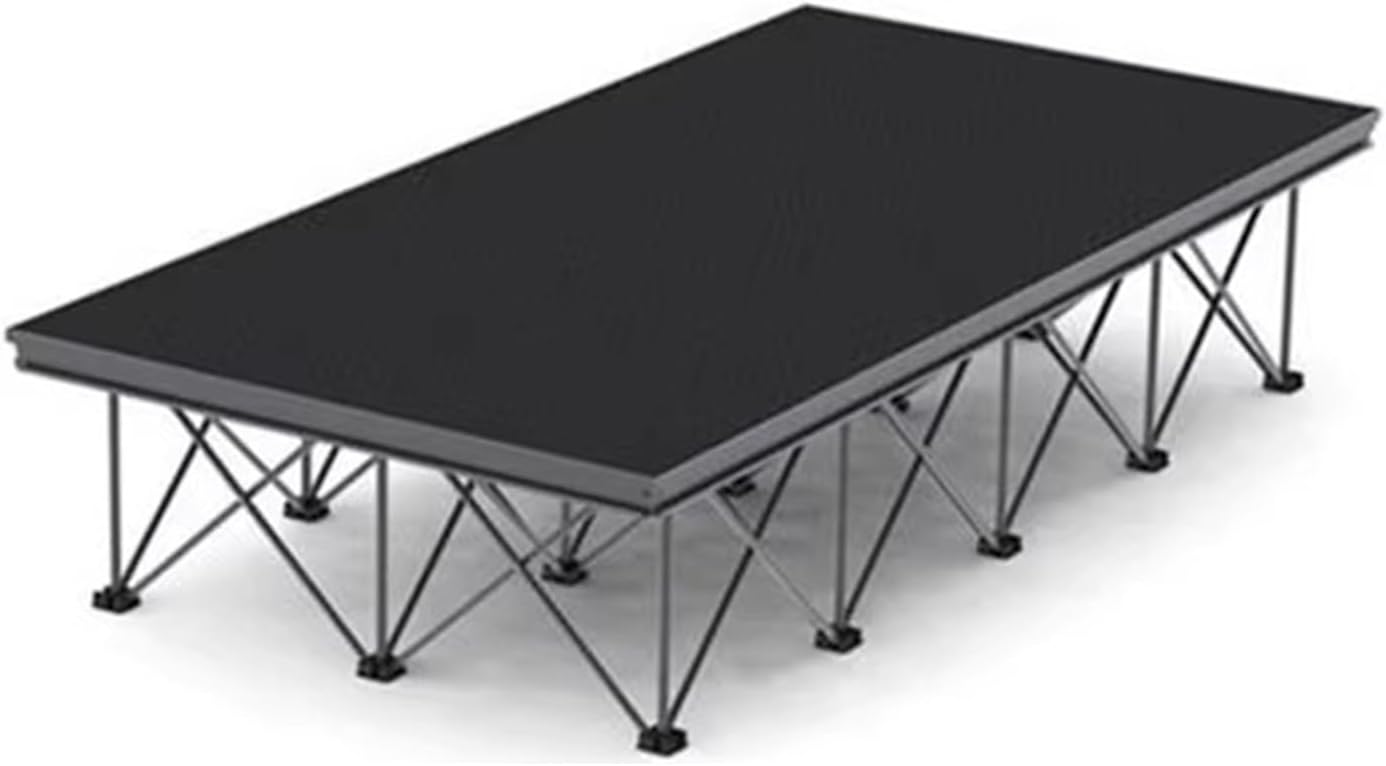 4' Wide Portable Stage Riser with Folding Legs - Modular Step Platform for Weddings, Concerts, Events - Lightweight, Durable, Easy to Assemble, Perfect for Indoor/Out