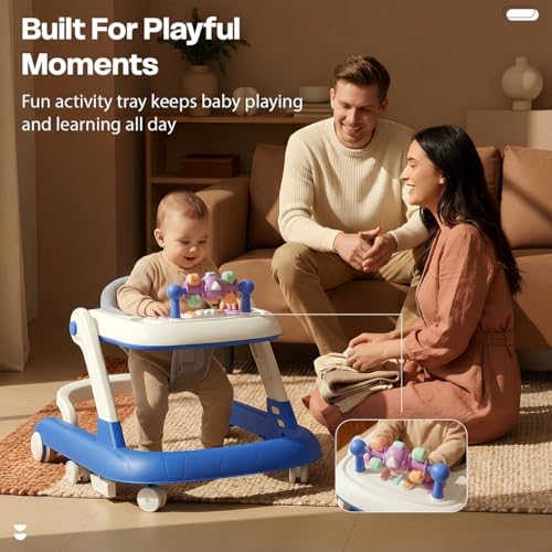 Image of StarAndDaisy Baby Walker for 6-18 Month Baby Boy & Girl /Height Adjustment, Musical Tray & Speed Control /Baby Walker for Kids with Safety Wheels and Comfortable Seat -Blue