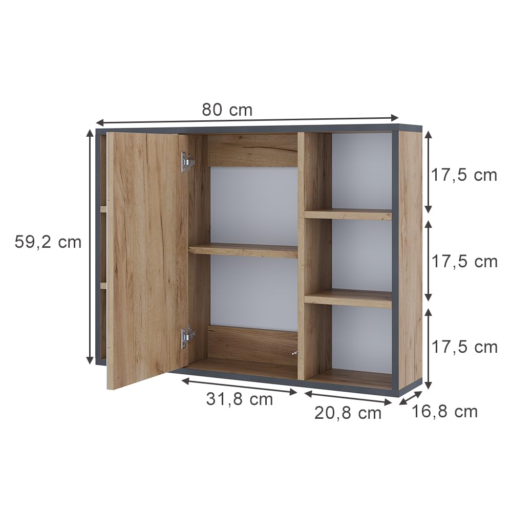 Vicco Armoire de Toilette Stephan, Chêne doré, 80x59.2cm