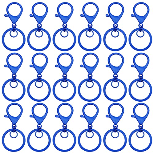 30Pcs Lobster Claw Clasps Keychain for Jewelry Making,Metal Lobster Clasp Swivel Trigger Clips with Jump Rings Flat Split Keychain Ring for DIY Craft Jewelry Making(Royal Blue)