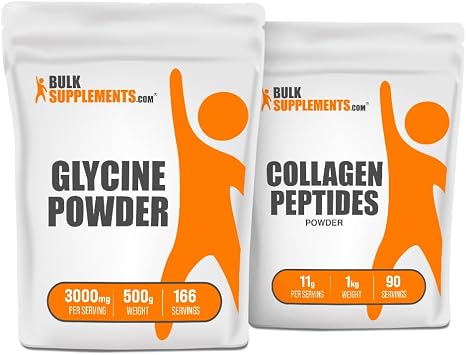 BulkSupplements Glycine 500g + Collagen Peptides 1kg Bundle