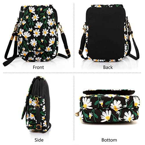 Image of SILKAREA Embroidered Cute Mini Crossbody Bag for Women Small Handbags Wristlet Wallet Bag Cell-phone Pouch Coin Purse