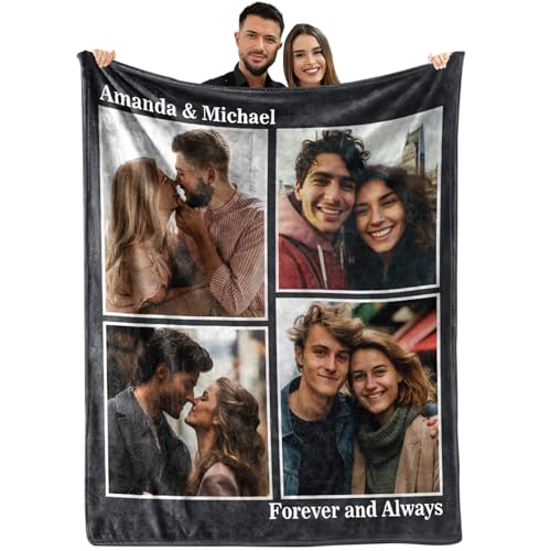 MeMoShe Custom Blankets with Photos 40"x50" Personalized Picture Blanket Customized Blanket for Couples Gifts I Love You Gifts Birthday Gift for Wife Husband Girlfriend Boyfriend