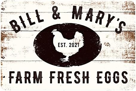 Pattern Pop Personalized Farm Fresh Eggs Rustic Barnwood Look Metal Sign (8x12 Inches)