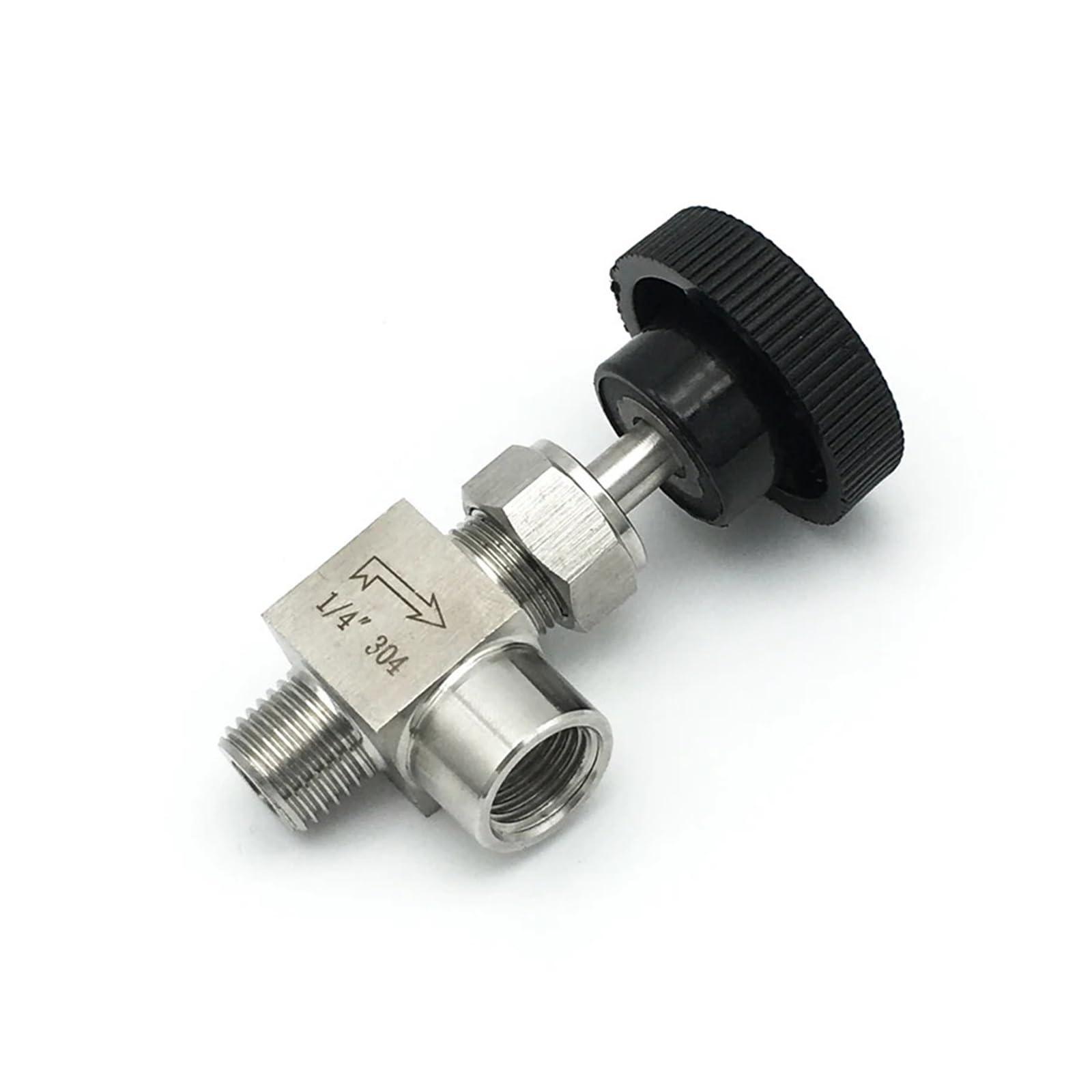 BALYDLUL 1/8" 1/4" 3/8" 1/2" Male To Female Elbow 90 Degree Needle Valve Elbow 304 Stainless Flow Control(1/4",NPT)