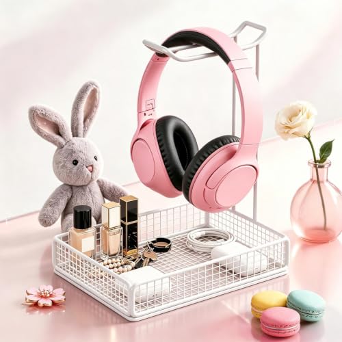 Soporte para cascos gaming con base estable y estante multifuncional 3