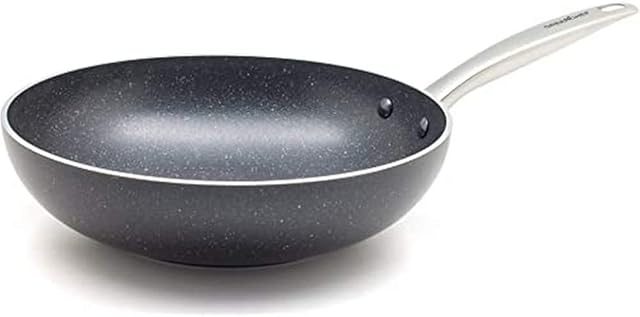 GreenChef Berlin Rocks Non-Stick 28cm/3.7 Litre Wok, PFAS Free, Black
