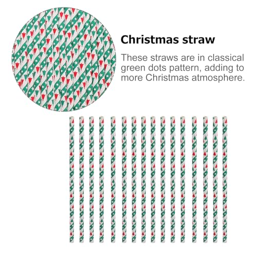 50 Pitillos Desechables de Papel para Navidad Verde miniatura 6