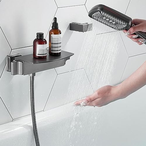 Robinet de bain cascade multifonction en laiton chrome avec douchette mitigeur mural - 2