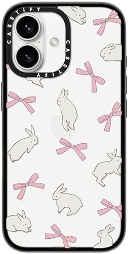 CASETiFY - Funda compacta para iPhone 16, con doble protección de grado militar contra caídas de 4 pies, delgada, ligera, diseño de lazos y conejos,