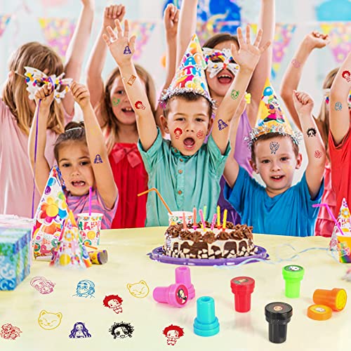 Demon Anime Slayer Themed Party Stamps For Kids, 28Pcs Cartoon Self-Inking Stampers Birthday Party Supplies Favor Gifts For Boys Girls Treat Bag Goody Bag Stuffers For Classroom Rewards Prizes #TOP4