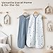 Konssy Muslin Baby Sleep Sack 6-12 Months 0.8 TOG, 2 Pack 100% Cotton Wearable Blanket for Babies, 2-Way Zipper Breathable Sleeping Sack Infant Toddler Essentials for Girls and Boys (Star, Blue)