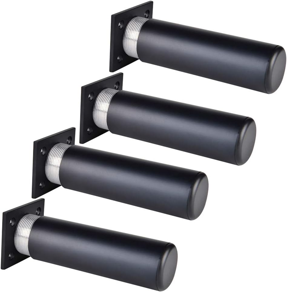 Furniture Legs in Black Aluminum Adjustable, Bathroom Kitchen Cabinet Legs 3/4/5/6/7/8/16inch, Furniture Replacement Feet for Sofa, TV Cabinet, DIY, Set of 4