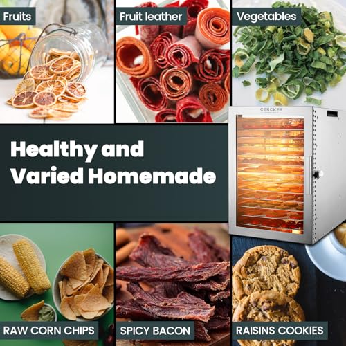 image for Cercker Food-Dehydrator Machine 12 Stainless Steel Trays, 10.9ft² Mea