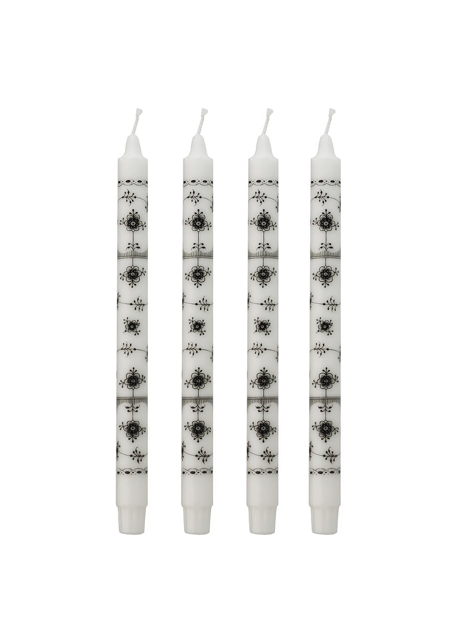 Kunstindustrien® Tapered Candles, Made in Denmark, Royal Danish Design, Dripless & Smokeless Dinner Candles, Candles Long Burning 12 Hours, Unscented Candle Gift Set, 4pcs. 2.3 x 30cm (Black Fluted) — image 1