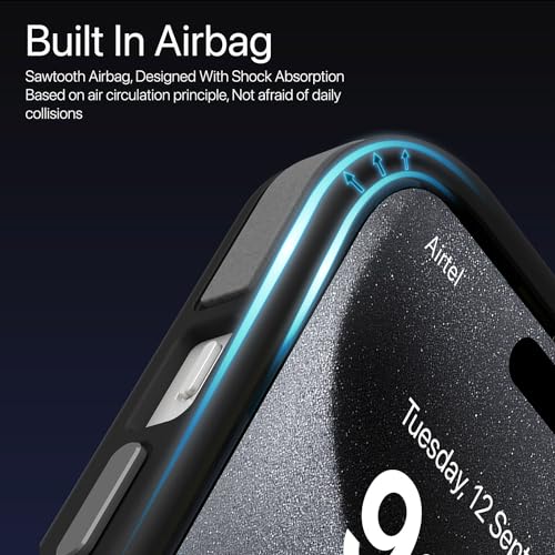 Image of Vaku Luxos Elemento Series Back Cover Case for iPhone 15 Plus Metal Frame Camera Bump Shockproof Scratch Resistant Slim Thin Military-Grade Protection- Grey