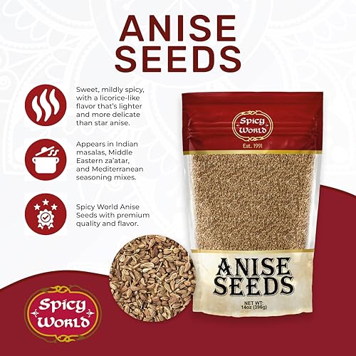 Spicy World Anise Seed 14 oz - Whole Anise Seeds, Pure, Premium Spice for Cooking & Baking, Sweet Licorice Flavor - Image 3
