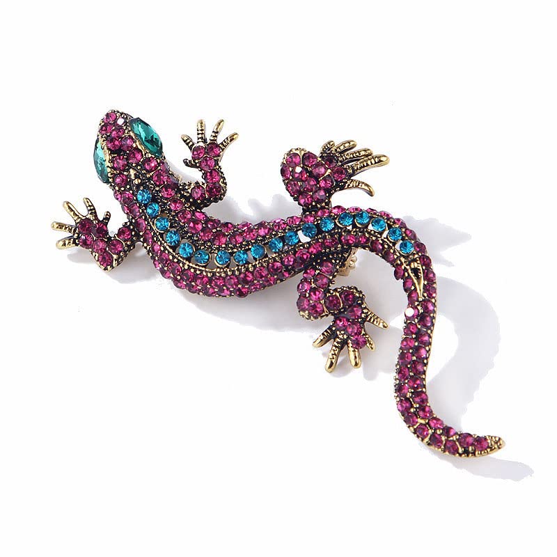 Image of Opexicos 2Pcs Funny Lizard Diamond Gecko Party Pin Clothes Jewelry Vintage Metal Brooch
