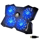 KLIM Wind Laptop Cooling Pad - More Than 500 000 Units Sold - New Version - The Most Powerful Rapid Cooling - Laptop Stand with 4 Fans at 1200 RPM - USB Fan - PS5 PS4 - Blue