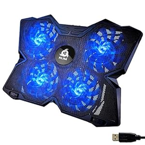 KLIM Wind Laptop Cooling Pad – More Than 500 000 Units Sold – New 2023 – The Most Powerful Rapid Action Cooling Fan – Laptop Stand with 4 Cooling Fans at 1200 RPM – USB Fan – PS5 PS4 – Blue