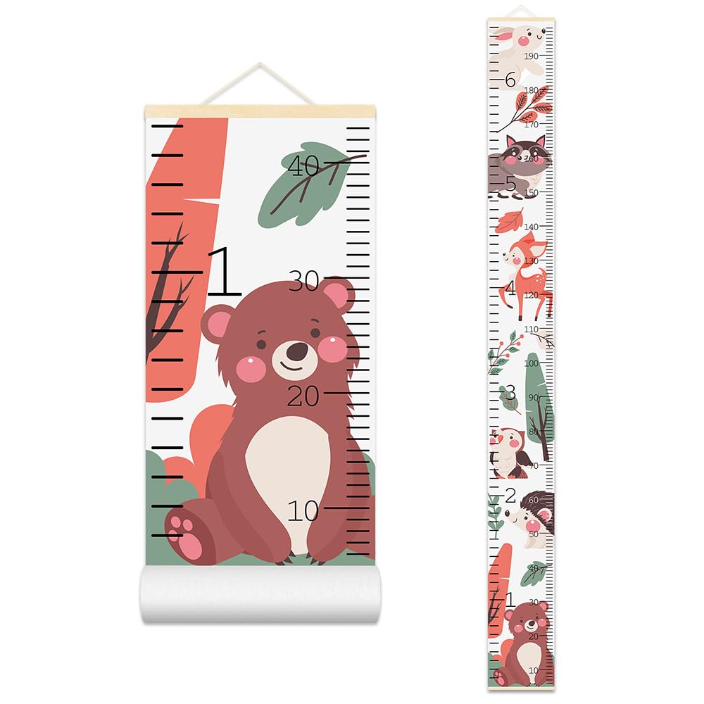 Bush Critters Minimalist Height Chart for Kids - Adorable Growth Chart for Wall with Tape - Kids Measuring Chart Height Tracker for Wall Playroom