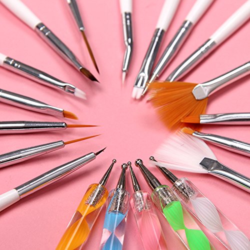 Vktech 20pcs Nail Art Design Set Dotting Painting Drawing Polish Brush Pen Tools (20pcs)