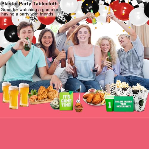 Image of WNINK 6 Pack Red Tablecloths Disposable Table Covers 54 inch x 108 inch Red Table Cloths for Bridal Shower Engagement Wedding Birthday Picnic Plastic Table Cloths for Parties