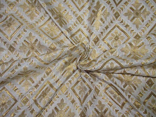 Tissu brocart de soie ivoire et or pour confectionner une robe de mariée sur mesure