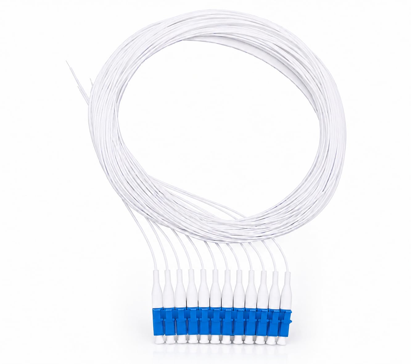 Elfcam® - Pigtail in Fibra Ottica 12 Fibre Monomodali Simplex LC/UPC 9/125um OS2, Bianco