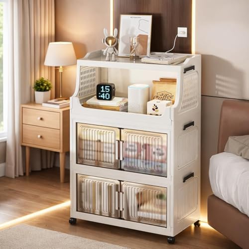 Image of Sunderlook Plastic Wardrobe for Kids Clothes - Foldable Collapsible Wardrobes for Clothes, Large Cupboard for Storage for Men and Women (Pure White, 2 Door)