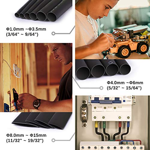 image for Pointool Heat Shrink Tubing Kit,14 Sizes Black Heat Shrink Tube, Shrin