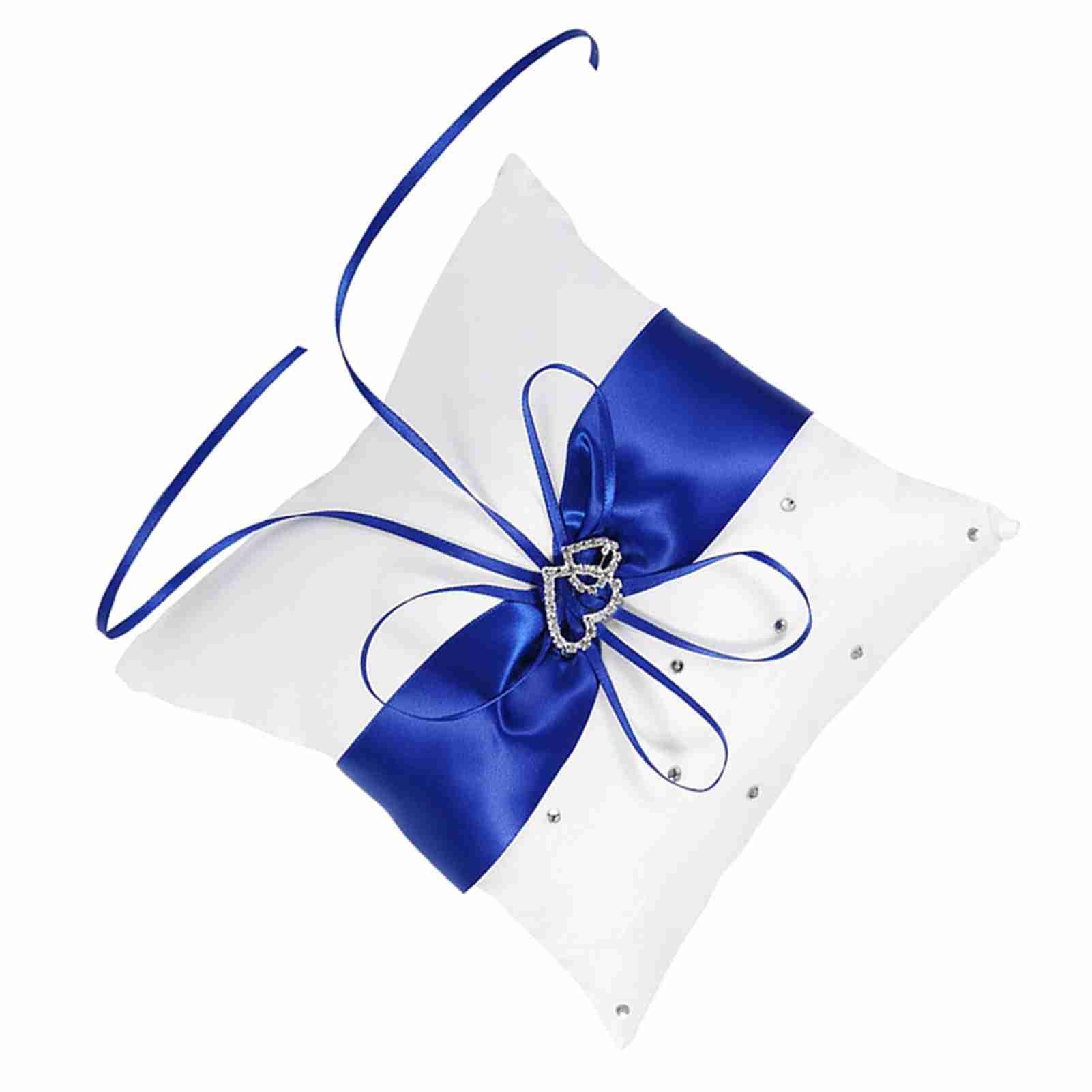 Coussin Porte-alliance Carré 20x20 Cm - Décoration De Mariage Avec Strass Et Ruban, Choix De Couleurs