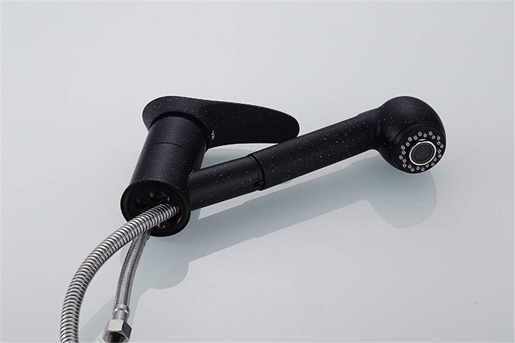Grifos de Cocina Grifo de Cocina extraíble Giratorio de 360 Grados Grifo de Ahorro de Agua Grifo Mezclador de grúa de Lavabo Negro Pulido Grifo de latón de una Sola manija Montado