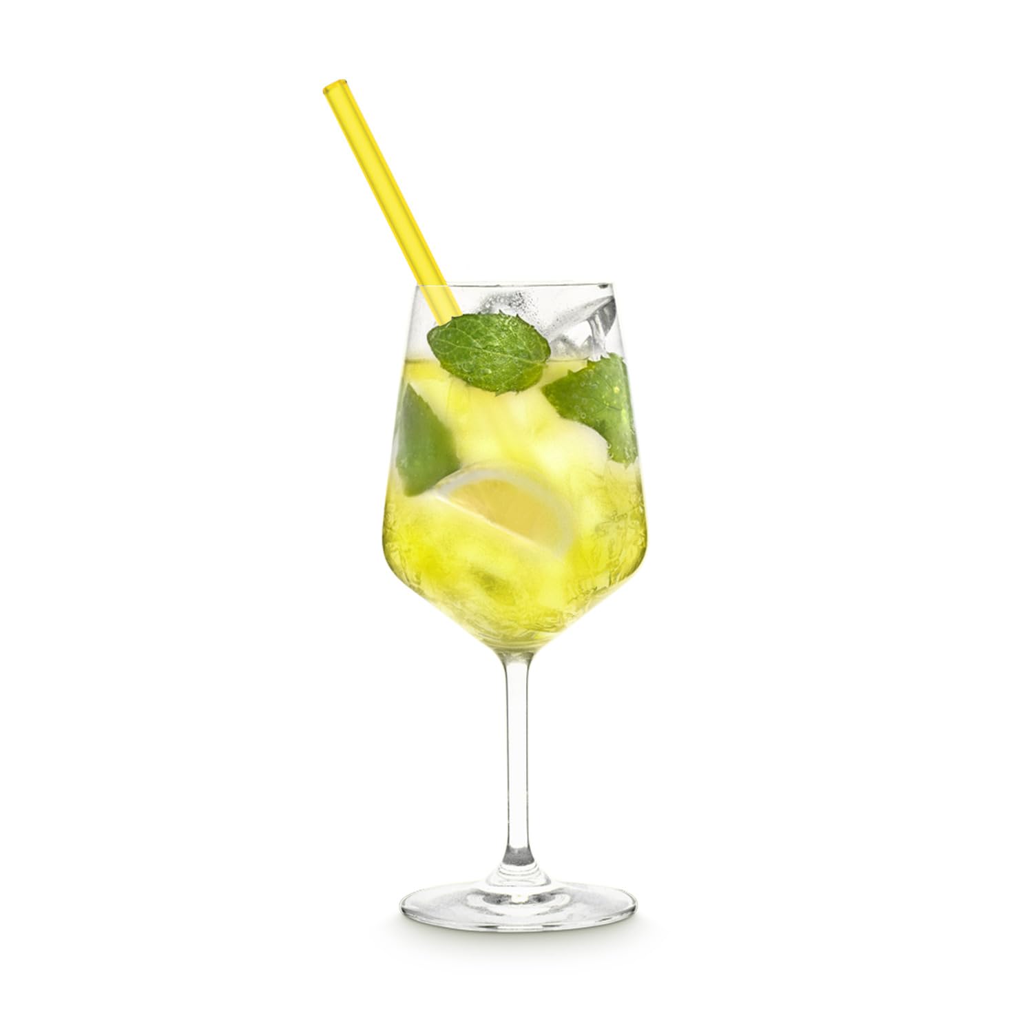 HALM Neon Gelbe Glas-Strohhalme Wiederverwendbar Trinkhalm - 50 Stück gerade 20 cm für Gastronomie, Restaurant, Bar, Cafe, Hotel - Spülmaschinenfest - Glastrinkhalme